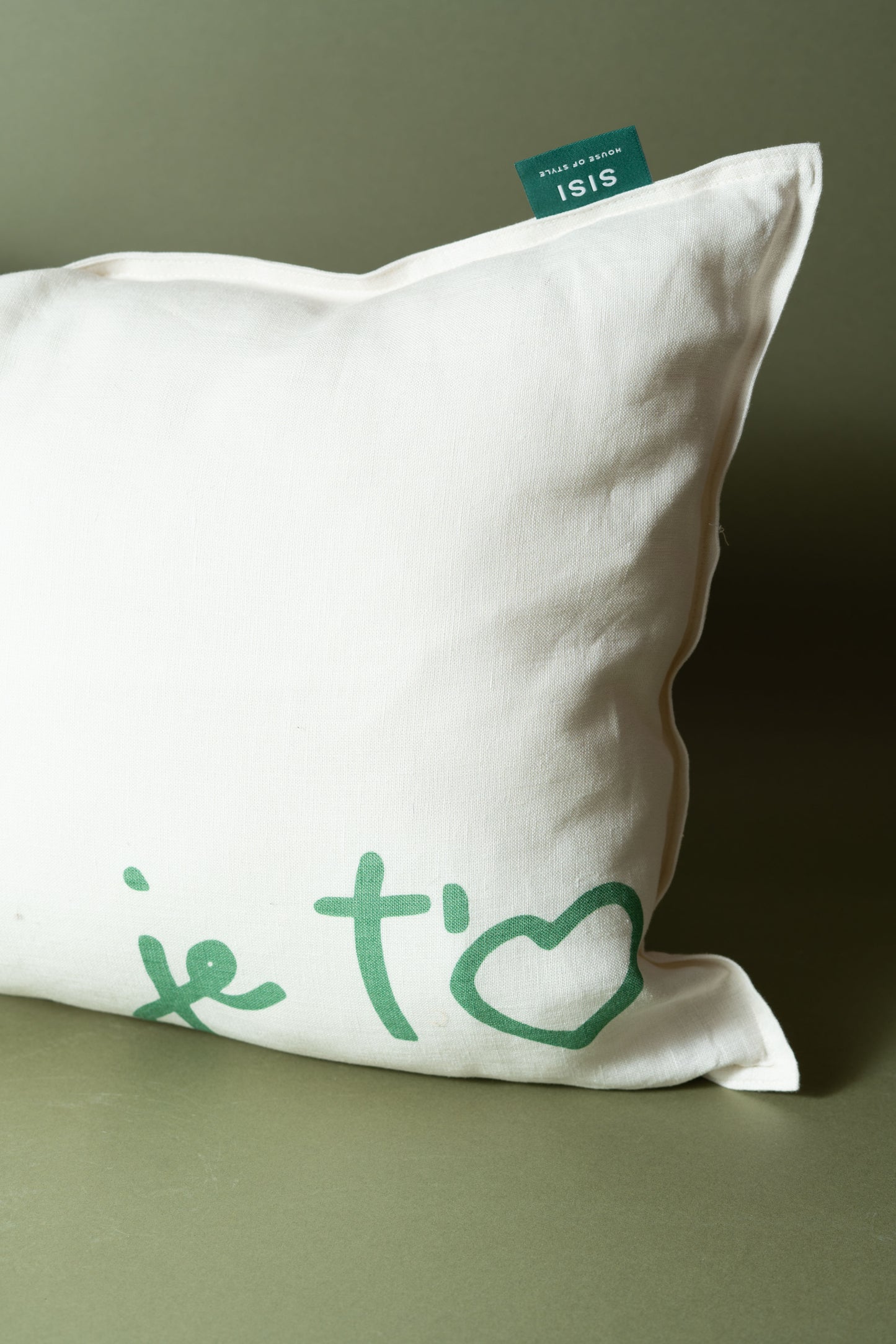 Sisi linen cushion, Je t'eam