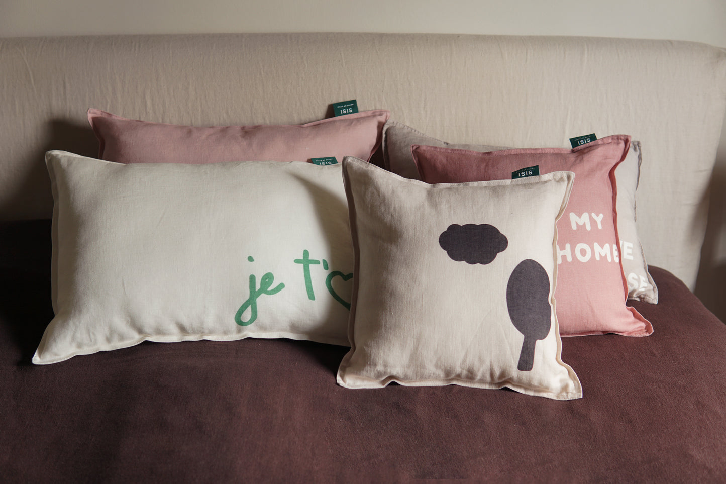 Sisi linen cushion, Je t'eam